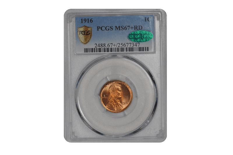 1916 Lincoln Wheat PCGS (CAC) RD 67 + 