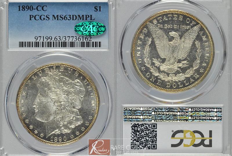 1890-CC $1 PCGS MS 63 DMPL CAC