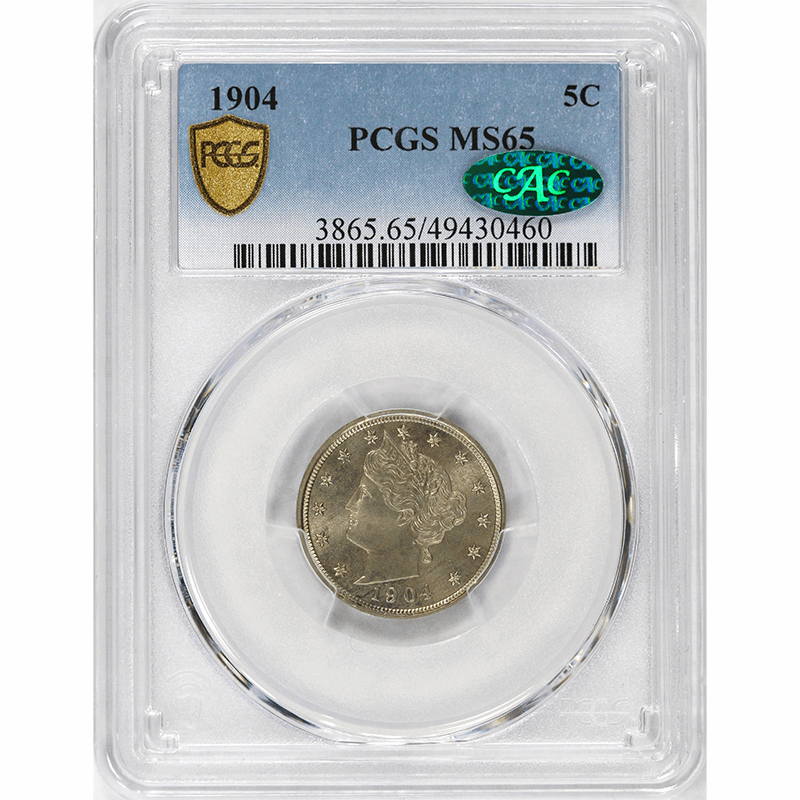1904 5c Liberty V Nickel - PCGS MS65 CAC - TrueView - Lustrous