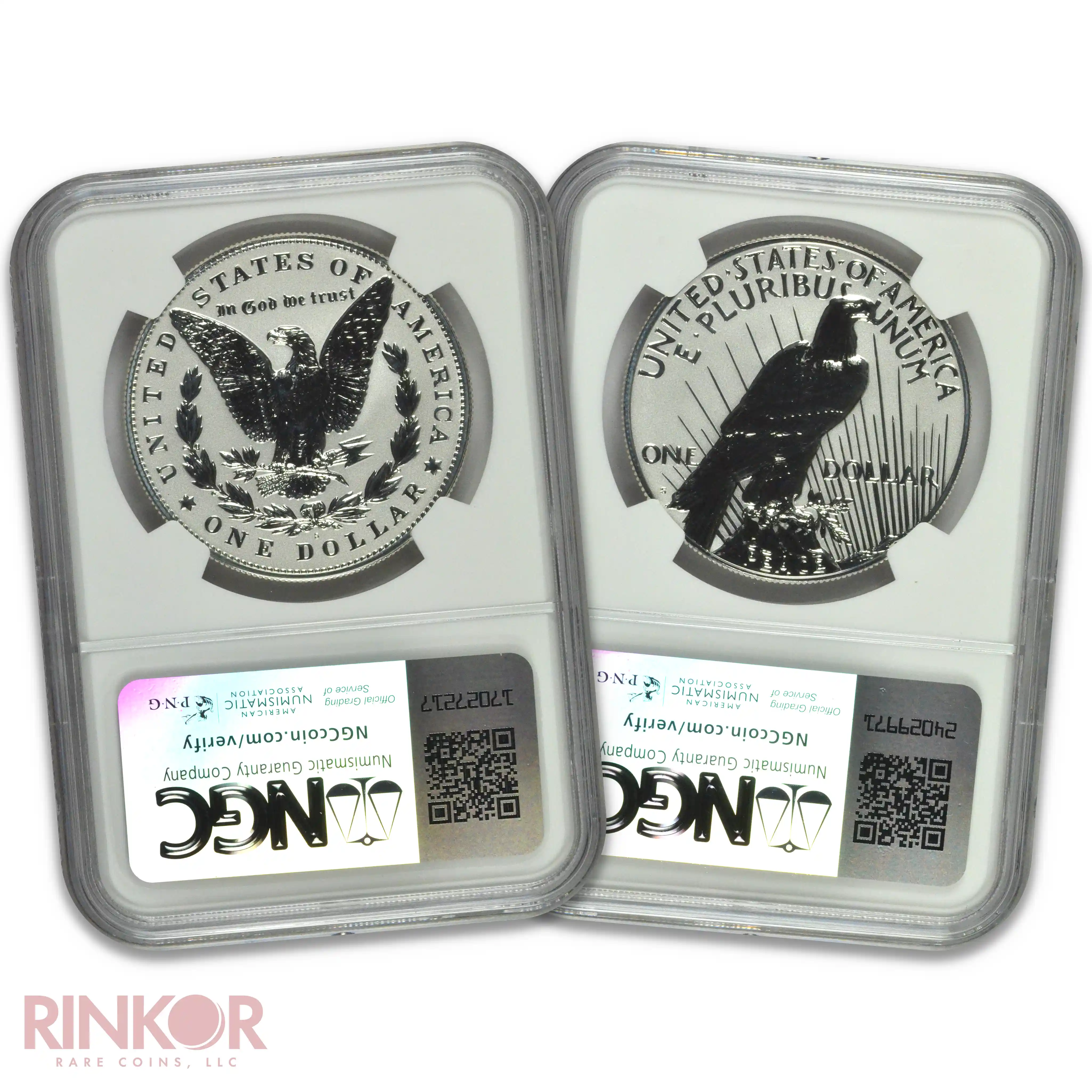 2023-S Reverse Proof Morgan and Peace Dollar Early Releases 2-Coin Set NGC PF 70
