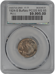 1924-S Buffalo PCGS MS 65