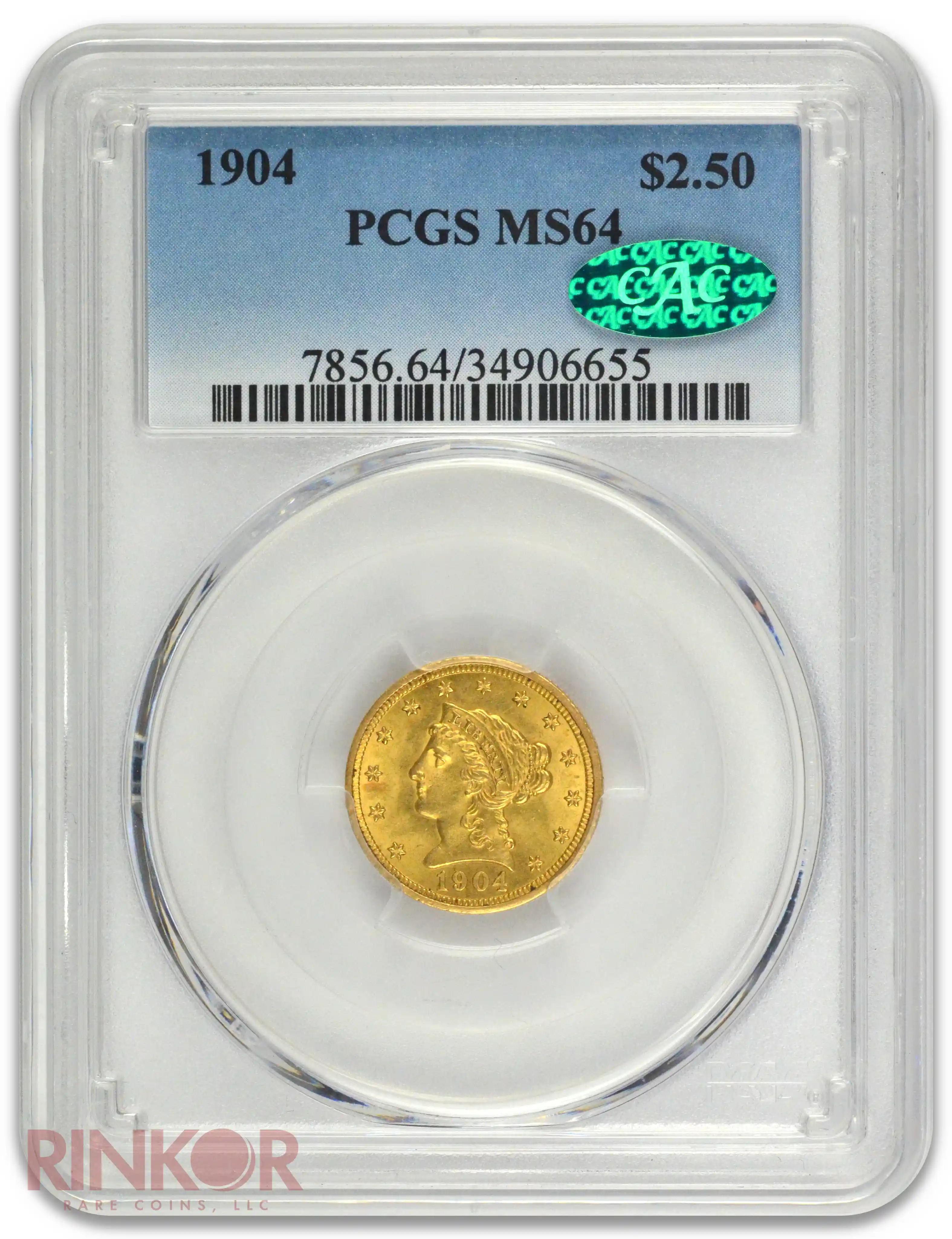 1904 $2.50 Liberty Head PCGS MS 64 CAC