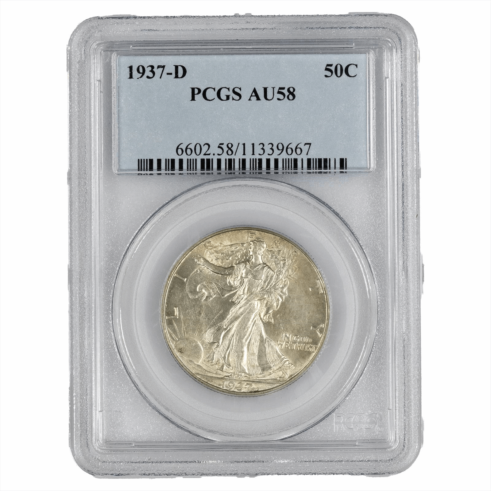 1937-D Walking Liberty  Half Dollar PCGS AU 58 