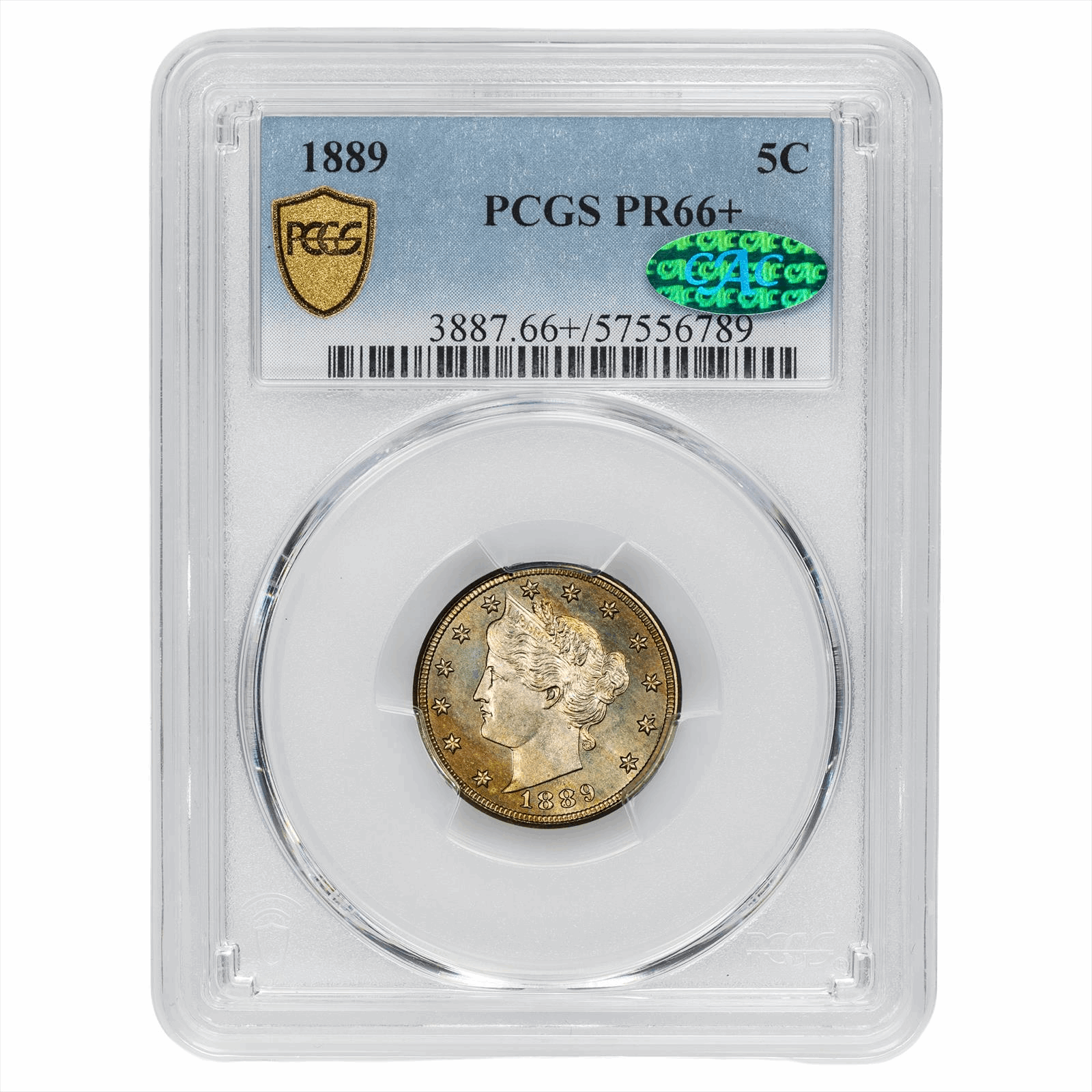 1889 Liberty V Nickel 5C PCGS PR 66+ CAC