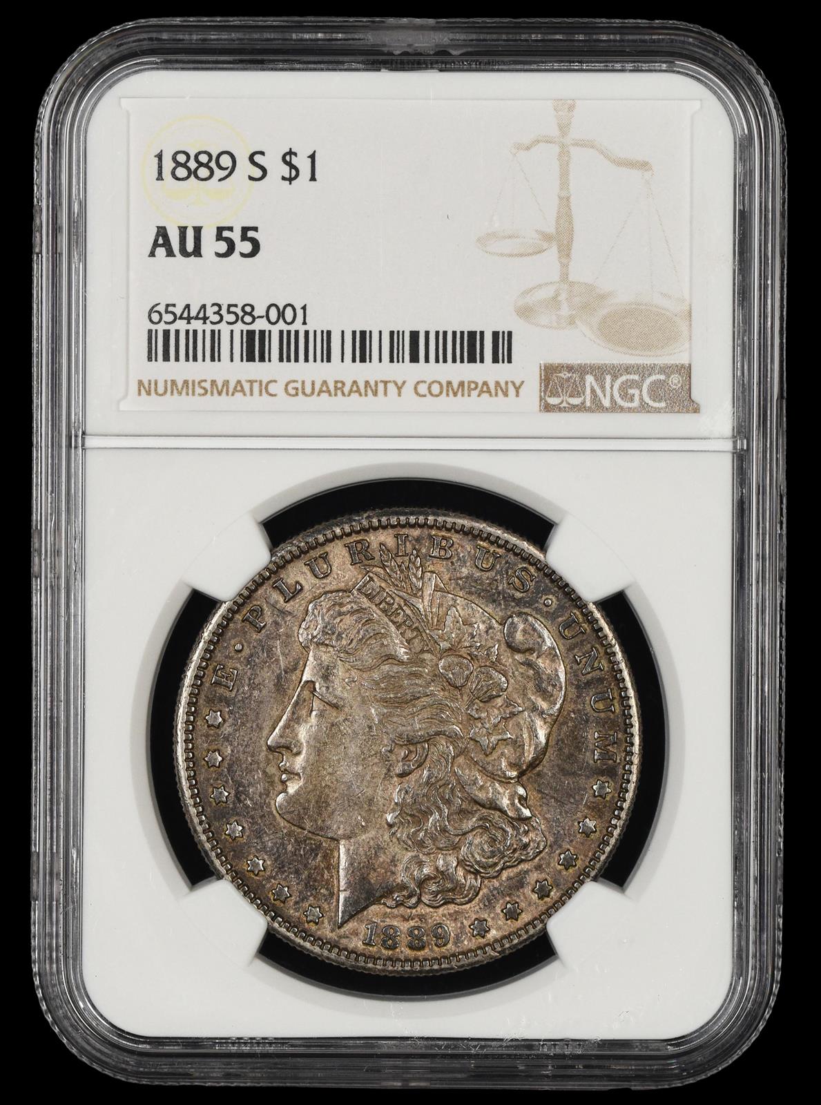 1889 S $1 NGC AU 55