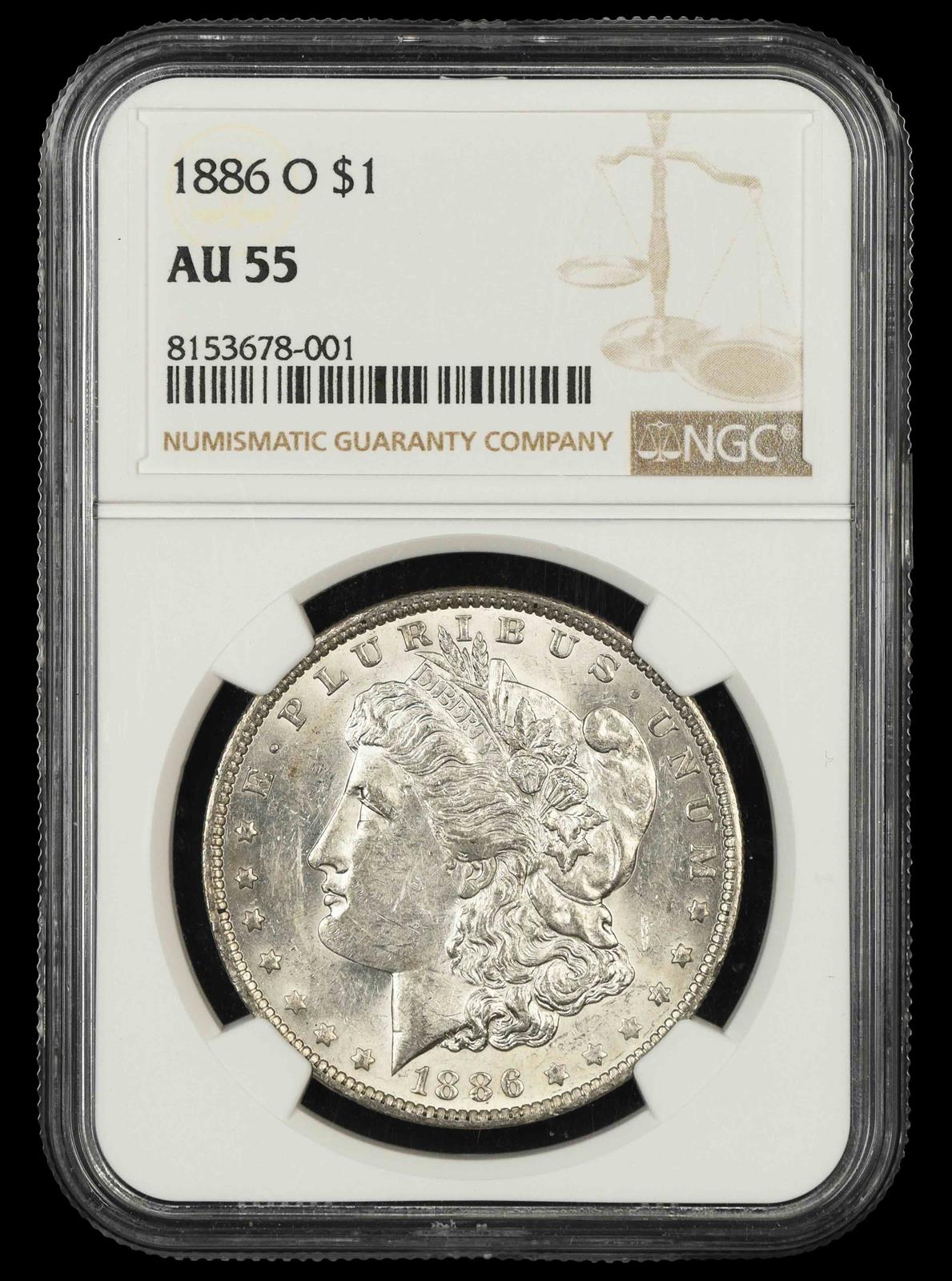 1886 O $1 NGC AU-55