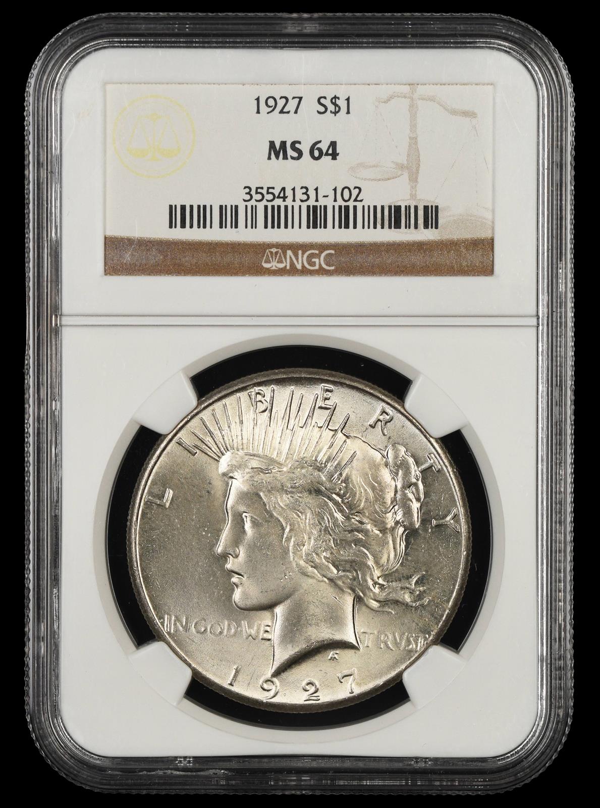 1927 $1 NGC  MS64