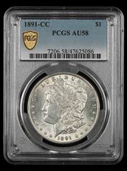 1891-CC $1 PCGS AU-58