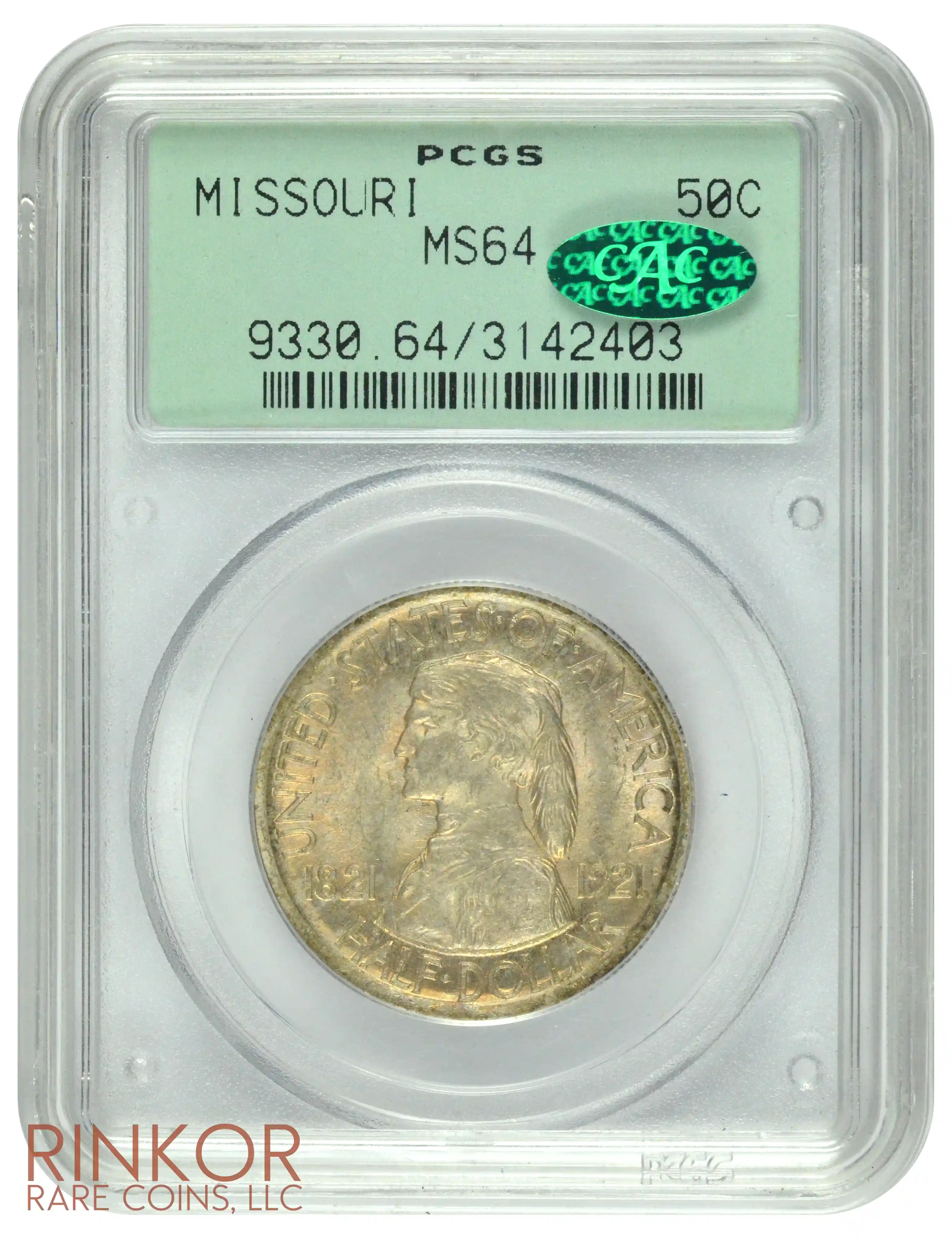 1921 Missouri Commemorative Half Dollar PCGS MS 64 CAC