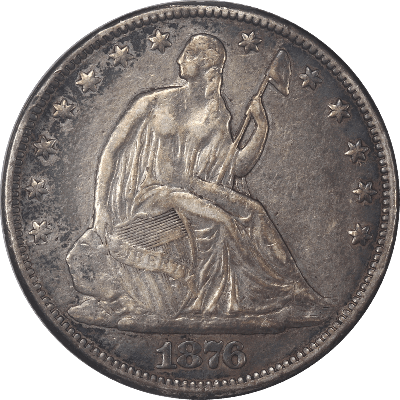 1876-CC Liberty Seated Half Dollar 50c,  Circulated Choice Extra Fine - Nice and Original