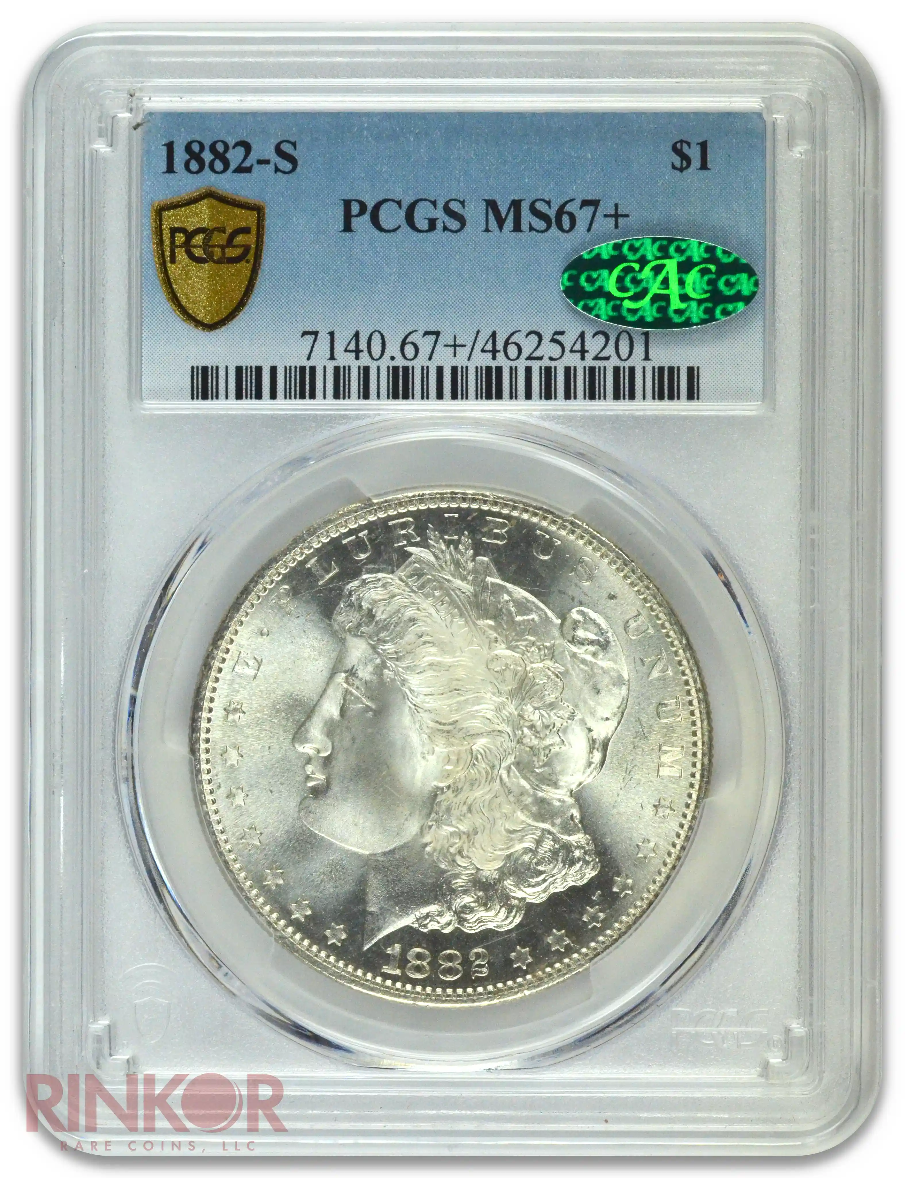 1882-S $1 Morgan Dollar PCGS MS 67+ CAC