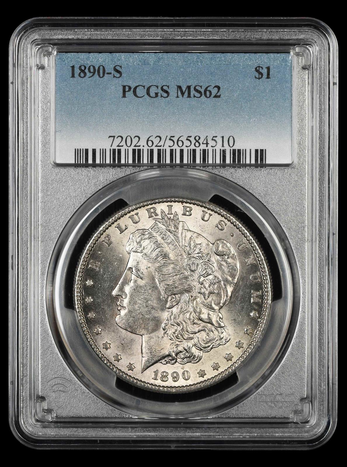 1890 S $1 PCGS MS62