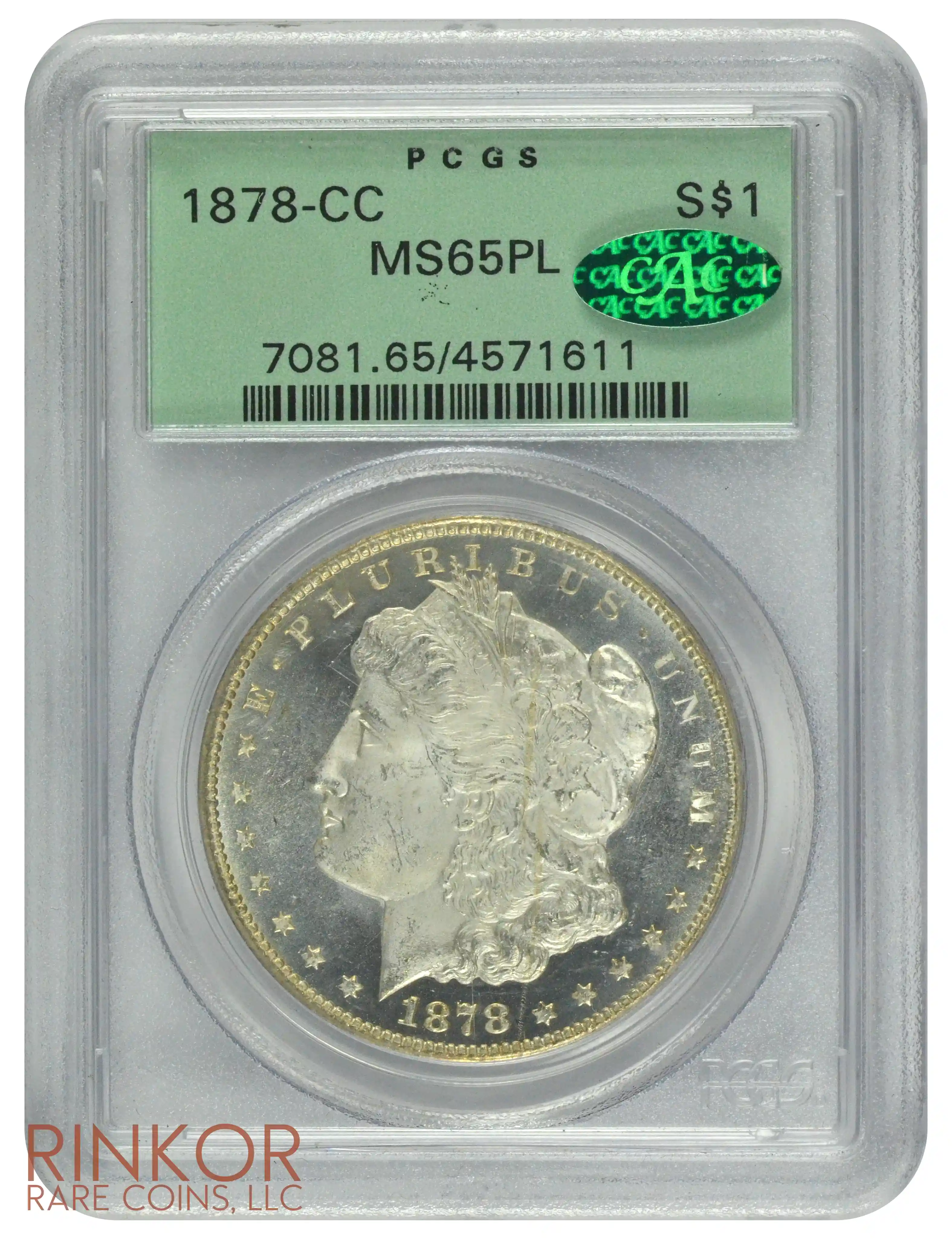 1878-CC $1 PCGS MS 65 PL CAC