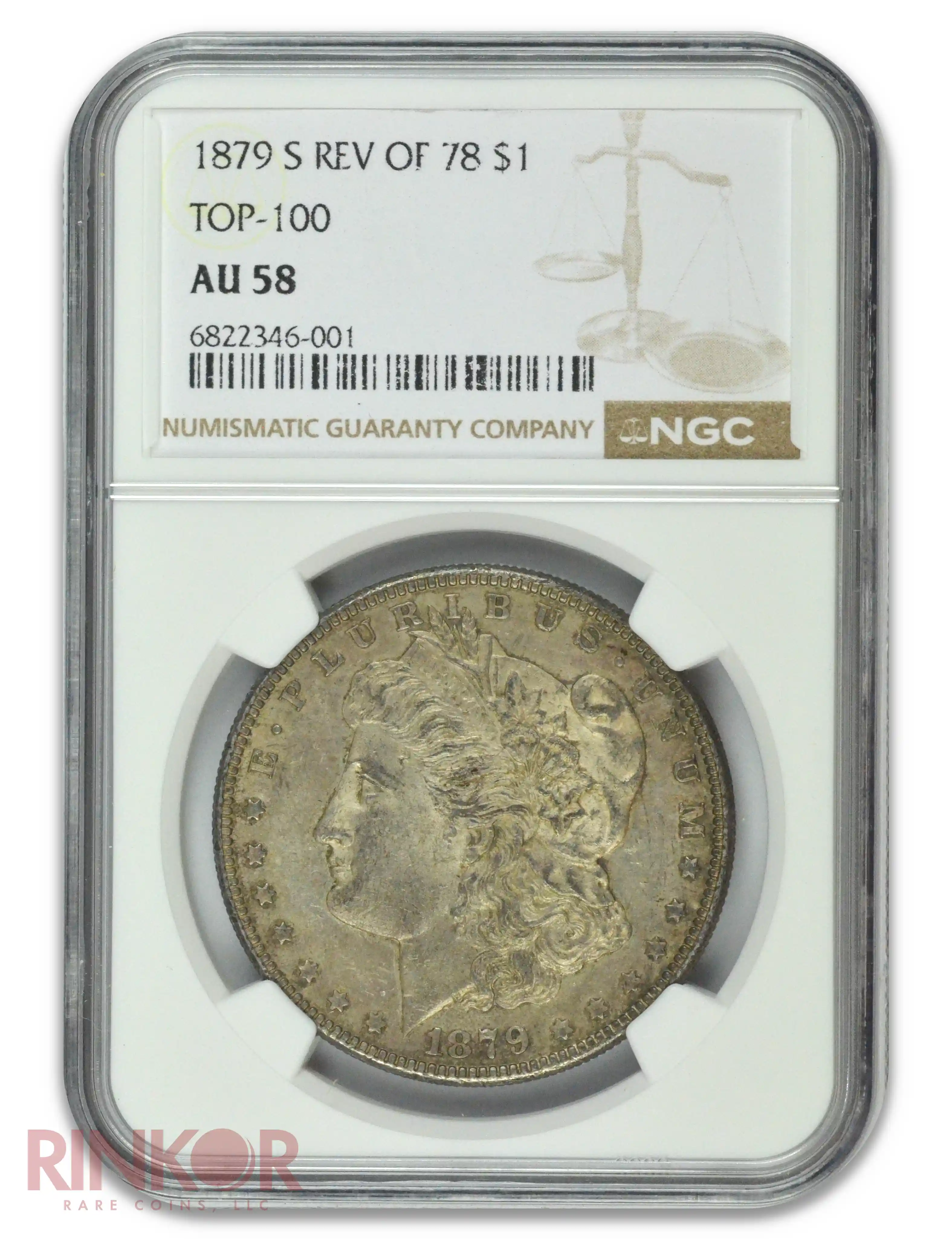 1879-S Reverse of 1878 $1 Morgan Dollar NGC AU-58