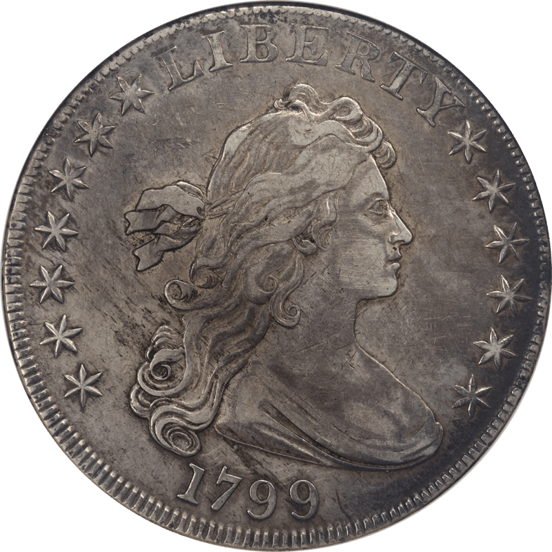 1799 Draped Bust Dollar $1 PCGS EF Details (Net VF 30) - Cleaned