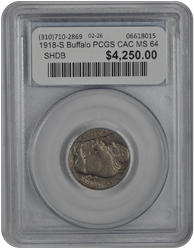 1918-S Buffalo PCGS CAC MS 64