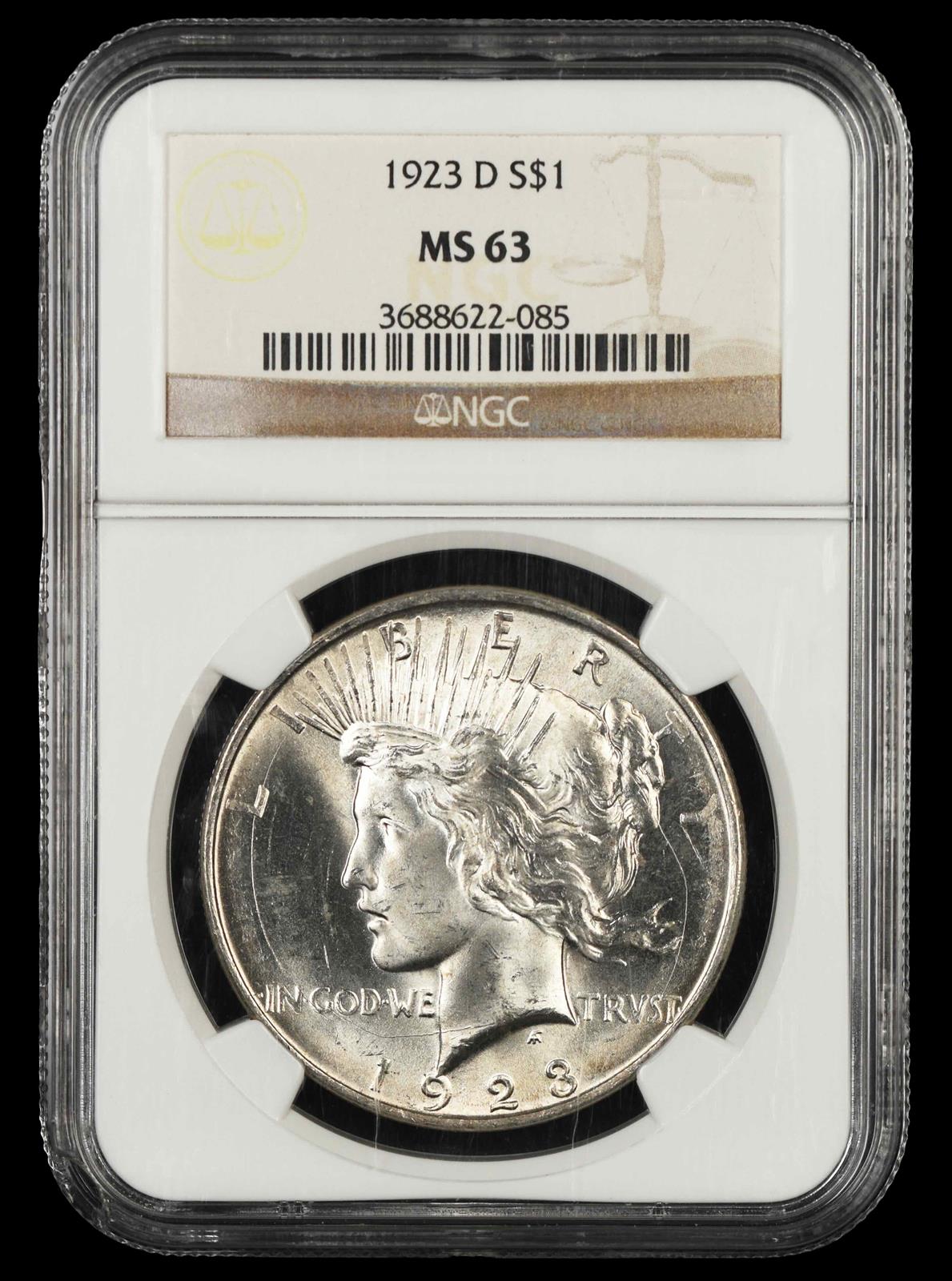 1923 D $1 NGC MS 63