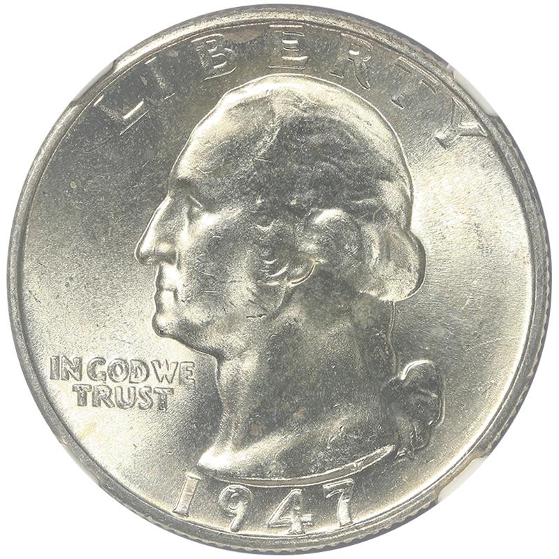 1947-D Washington Silver Quarter 25c, NGC MS 66
