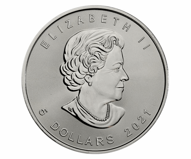 2021 $5 1oz. Canadian Silver Maple Leaf Gem BU