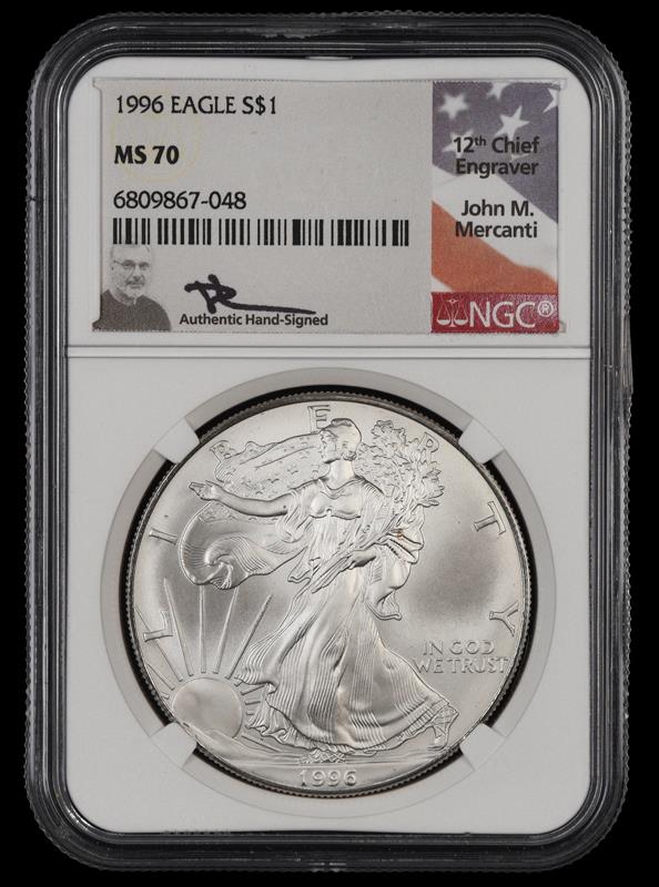1996 Eagle S$1 John Mercanti Signature Label NGC  MS 70