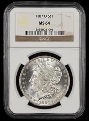 1887 O $1 NGC MS 64