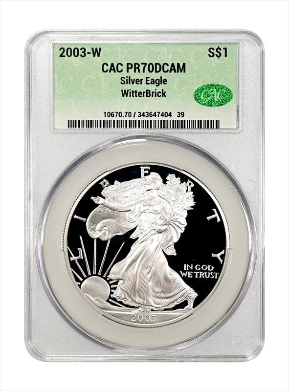 2003-W Eagle S$1 CACG PR 70 DCAM WitterBrick