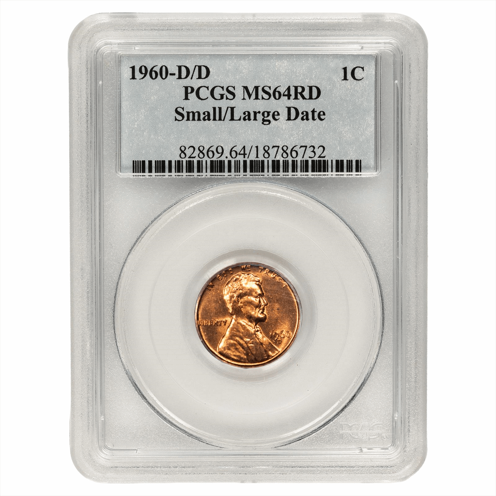 1960-D/D Small/Large Date Lincoln Memorial Cent 1C PCGS MS 64