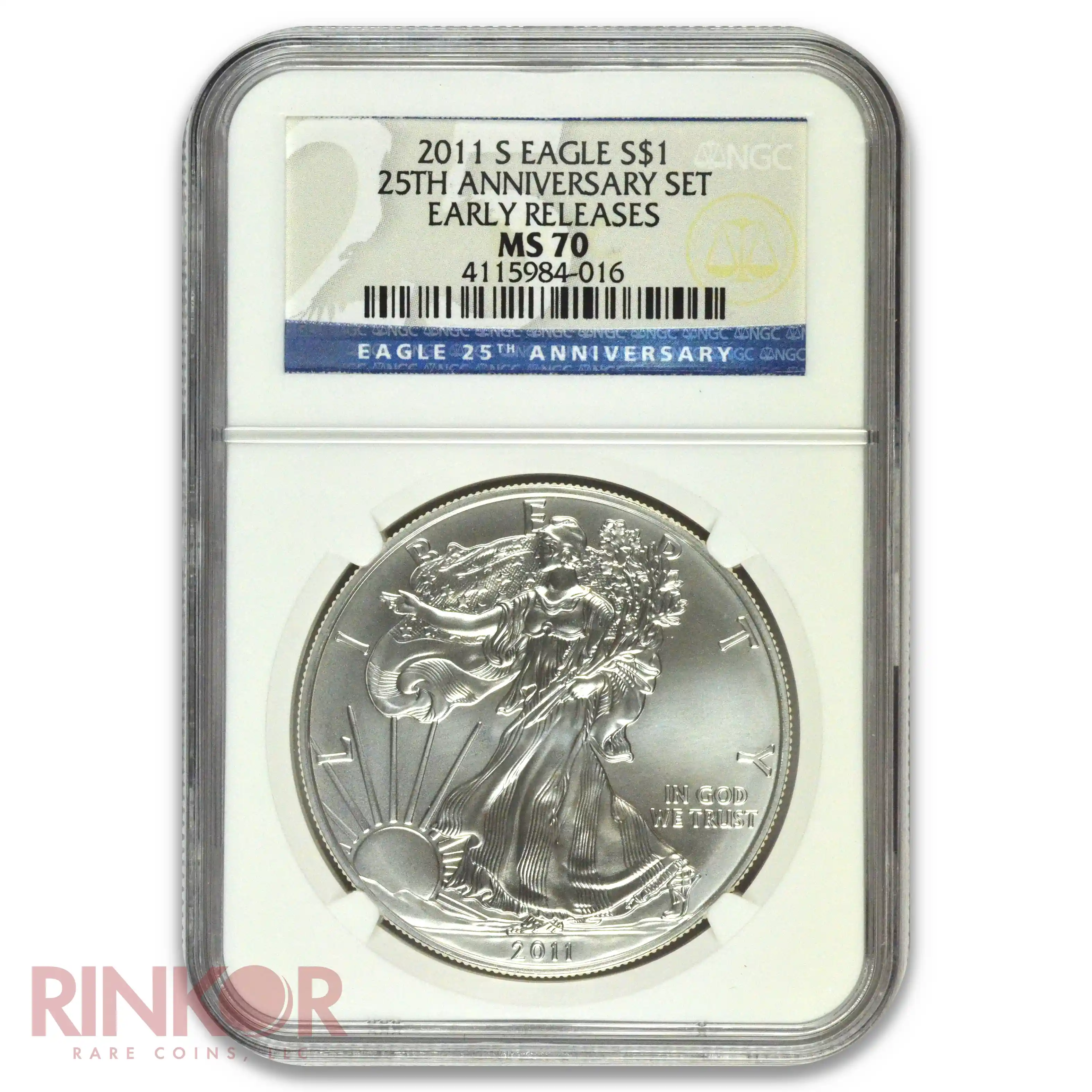 2011-S 1oz Silver Eagle 25th Anniversary Set Early Releases NGC MS 70