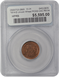 1914-D Lincoln PCGS CAC RB 64