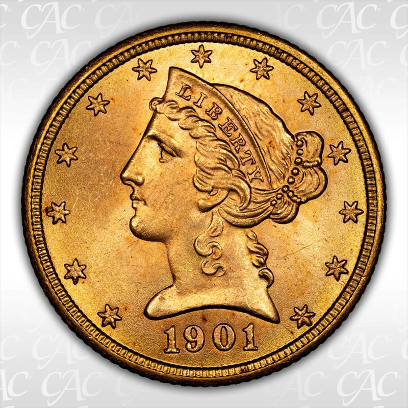 1901 $5 CACG MS 65