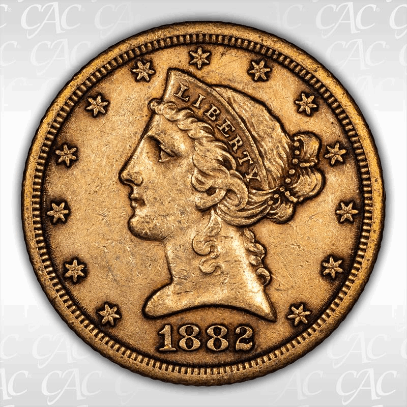 1882-CC $5 CACG XF-45