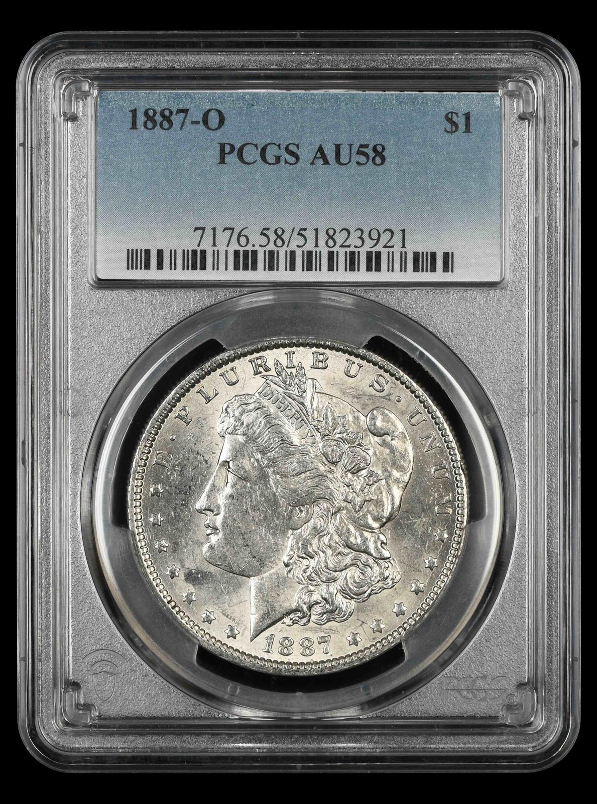 1887 O $1 PCGS AU58