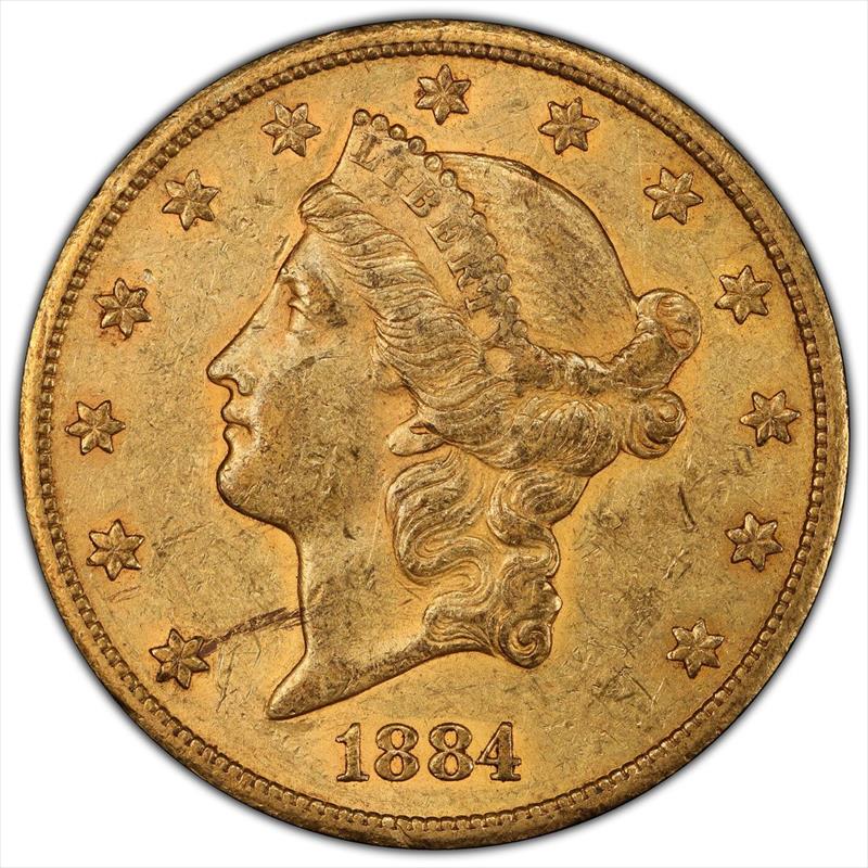 1884-CC $20 PCGS AU-55