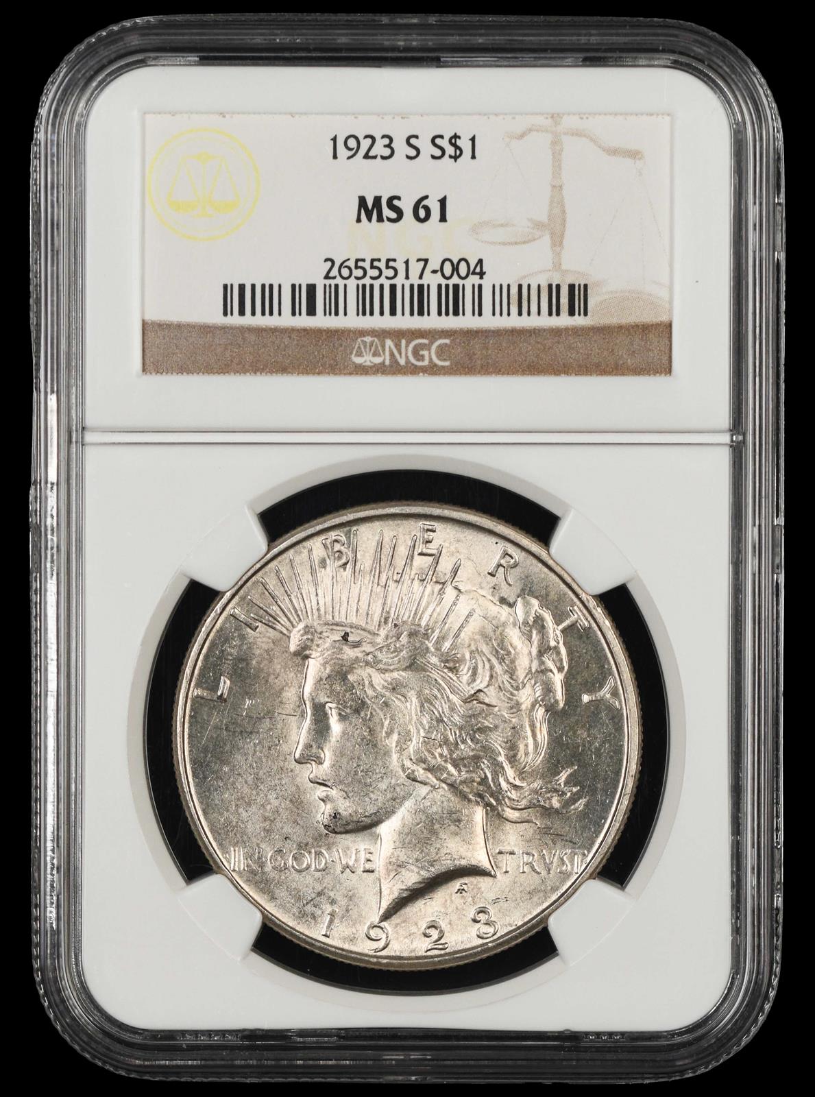 1923 S $1 NGC MS61