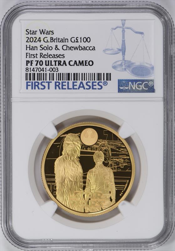 2024 Great Britain Gold 100 Euro Han Solo & Chewbacca NGC PF70UCAM First Releases 