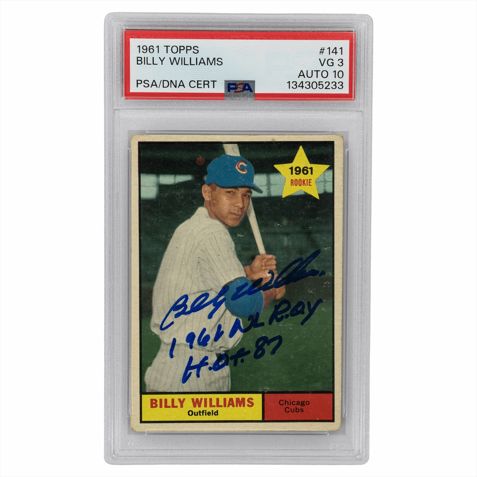 1961 Topps Billy Williams #141 PSA/DNA VG 3 AUTO 10
