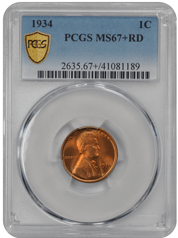 1934 Lincoln PCGS RD 67+