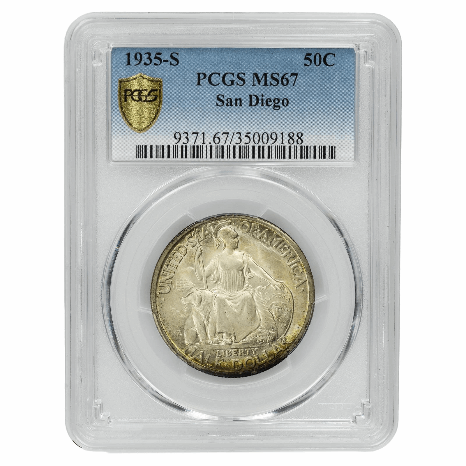 1935-S San Diego Commemorative Half Dollar 50C PCGS MS 67