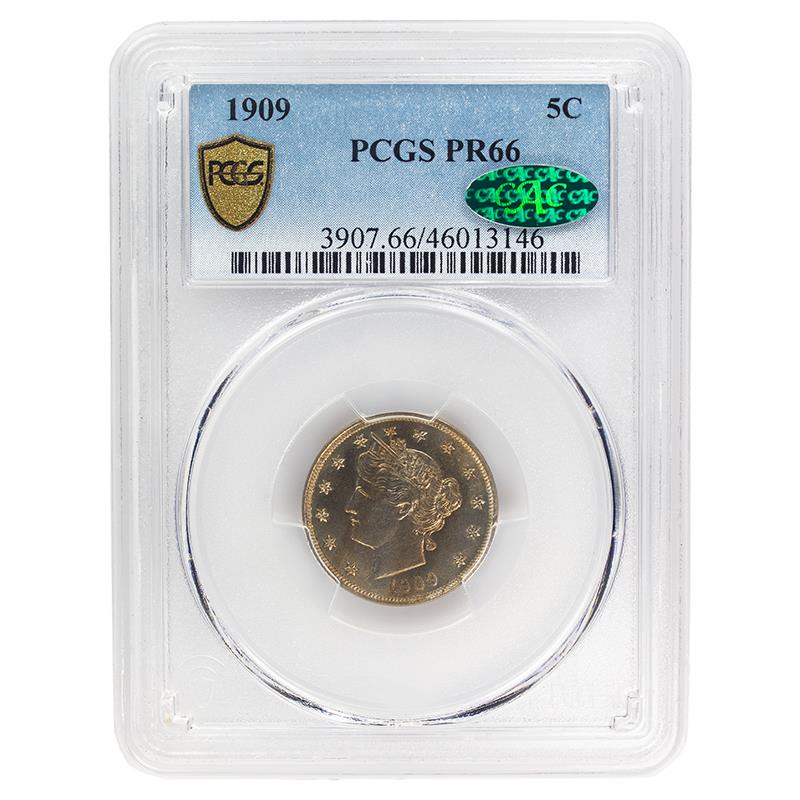 1909 Liberty V Nickel, 5C PCGS  PR 66, CAC Certified