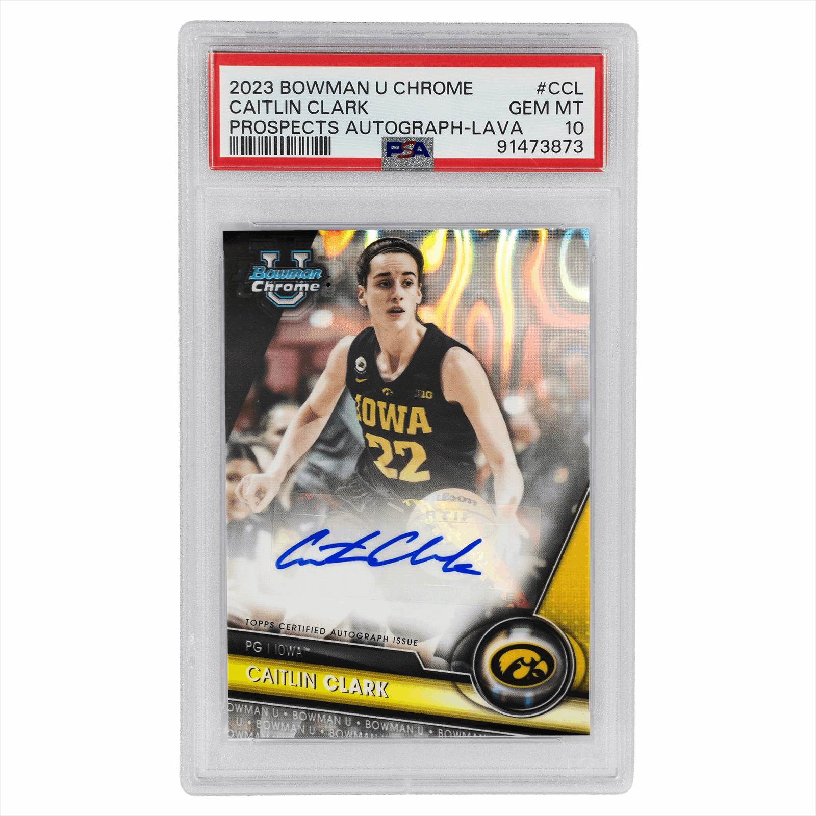 2023 Bowman U Chrome Caitlin Clark Prospects Autograph - Lava #CCL PSA GEM MT 10