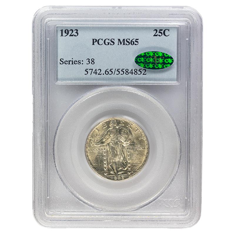 1923 Standing Liberty Quarter, 25C PCGS  MS65 CAC Certified