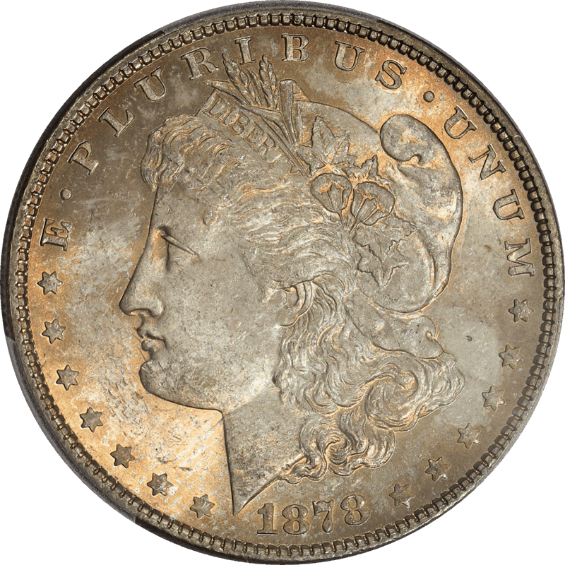 1878 7TF Morgan Silver Dollar $1, PCGS MS 63 Reverse of 1879