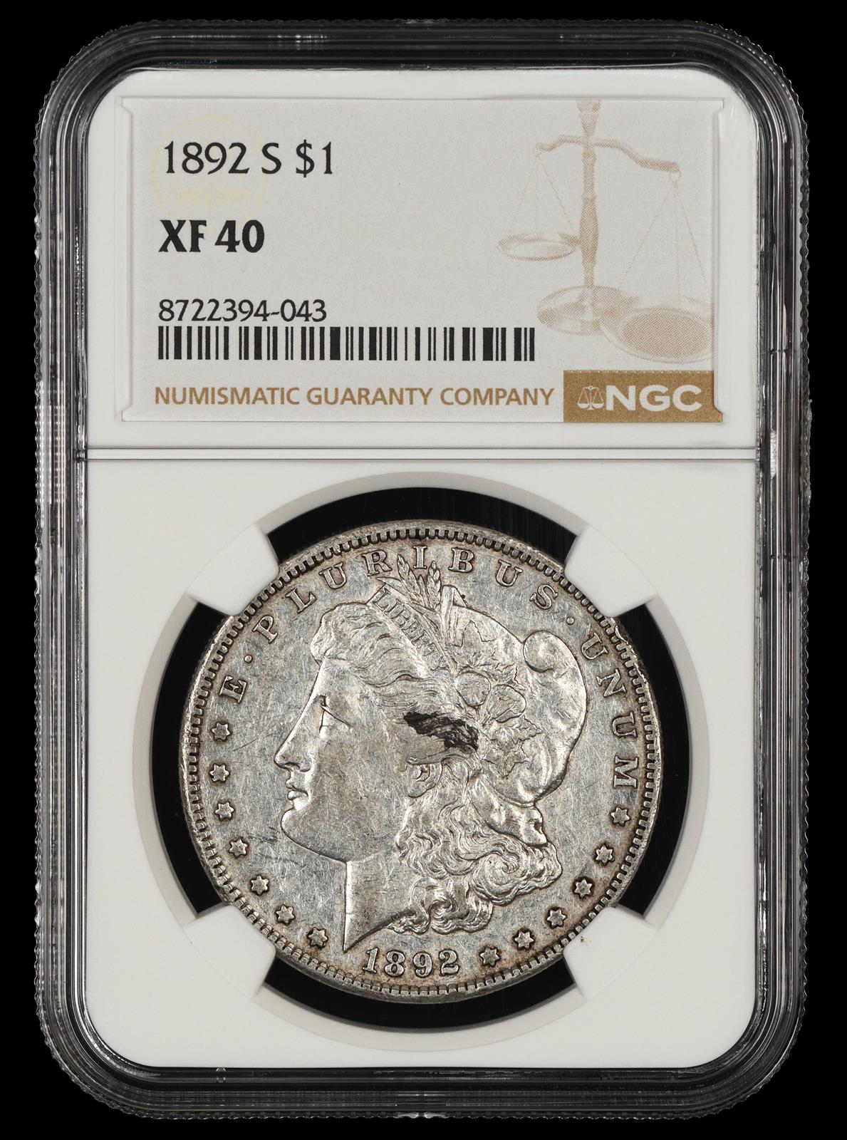 1892 S $1 NGC XF-40
