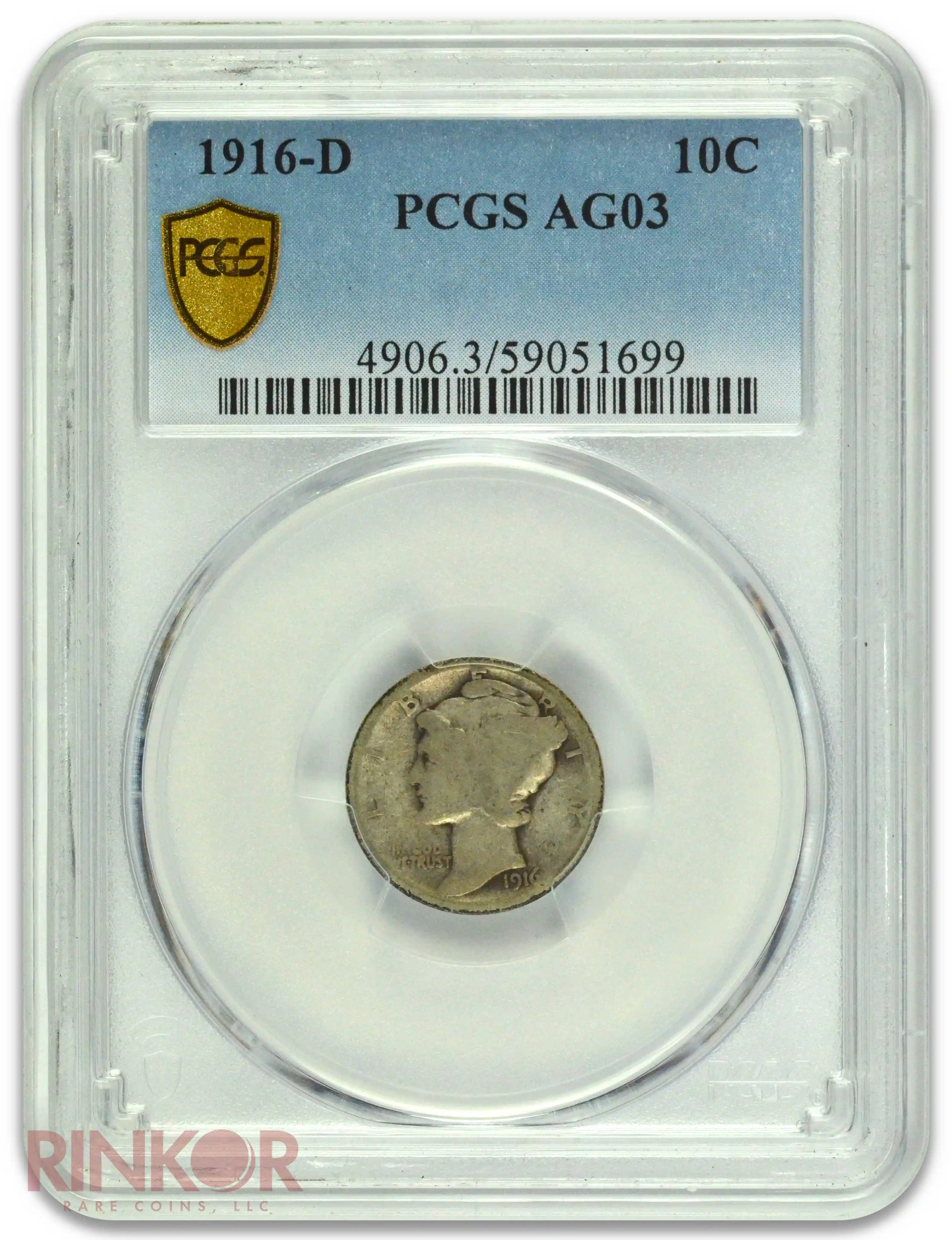 1916-D Mercury Dime PCGS AG-03