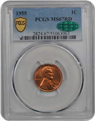 1955 Lincoln PCGS CAC RD 67
