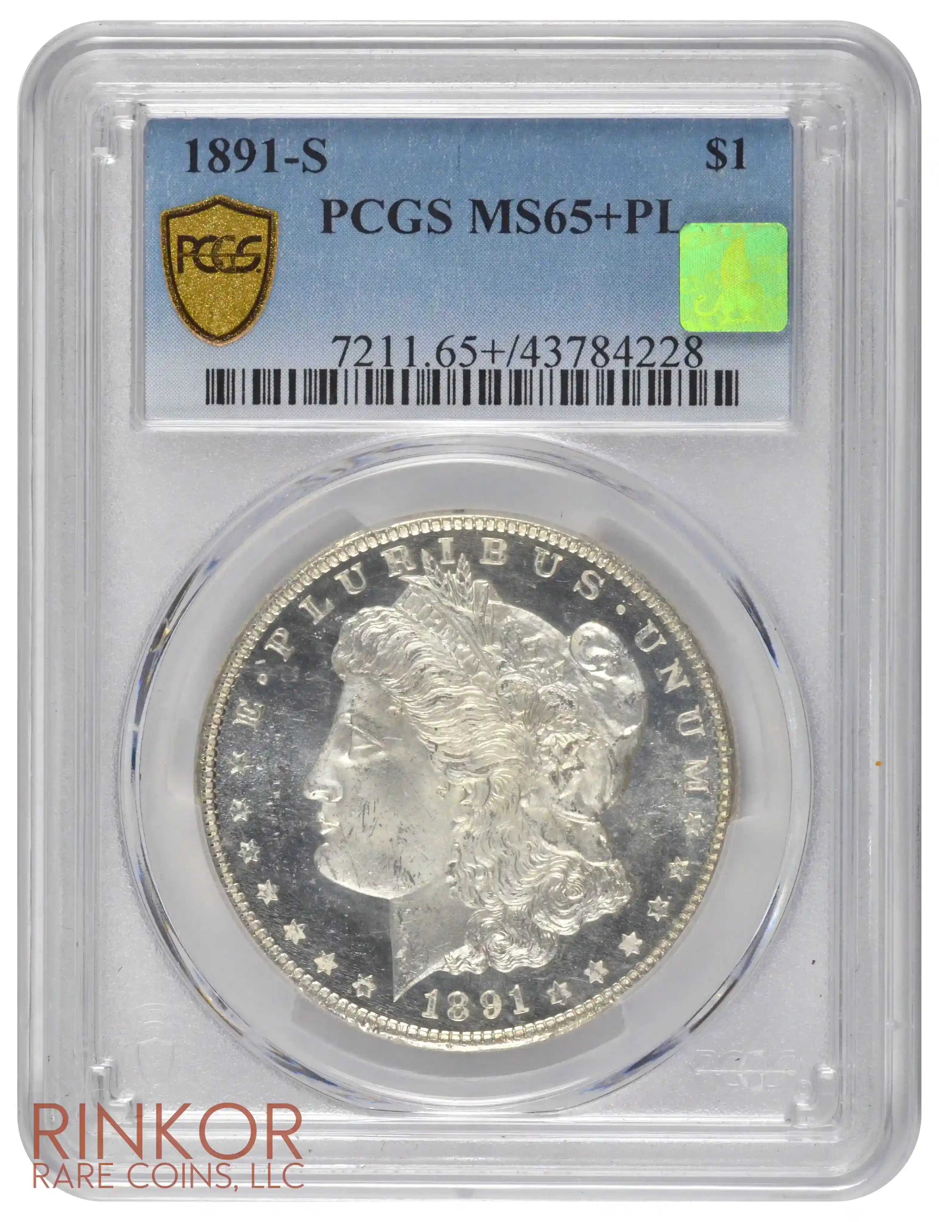 1891-S $1 PCGS MS 65+ PL