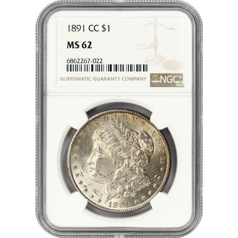 1891-CC Morgan Silver Dollar $1, NGC MS 62 - Better Date