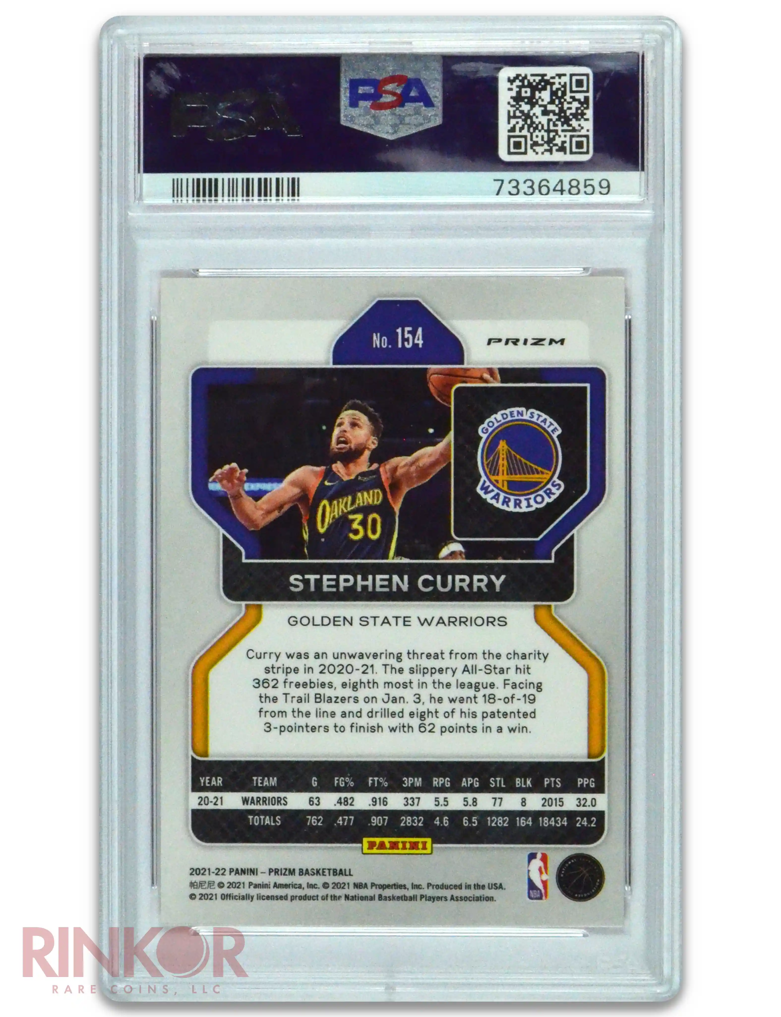 2021 Prizm Stephen Curry Orange Ice #154 PSA GEM MT 10