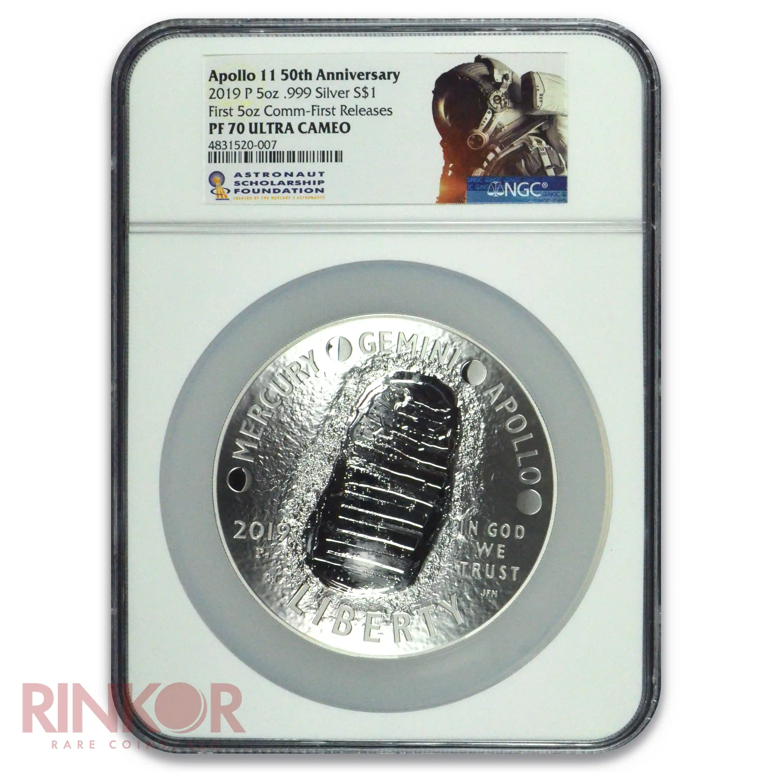 2019-P Apollo 11 50th Anniversary $1 5oz Silver First Releases NGC PF 70