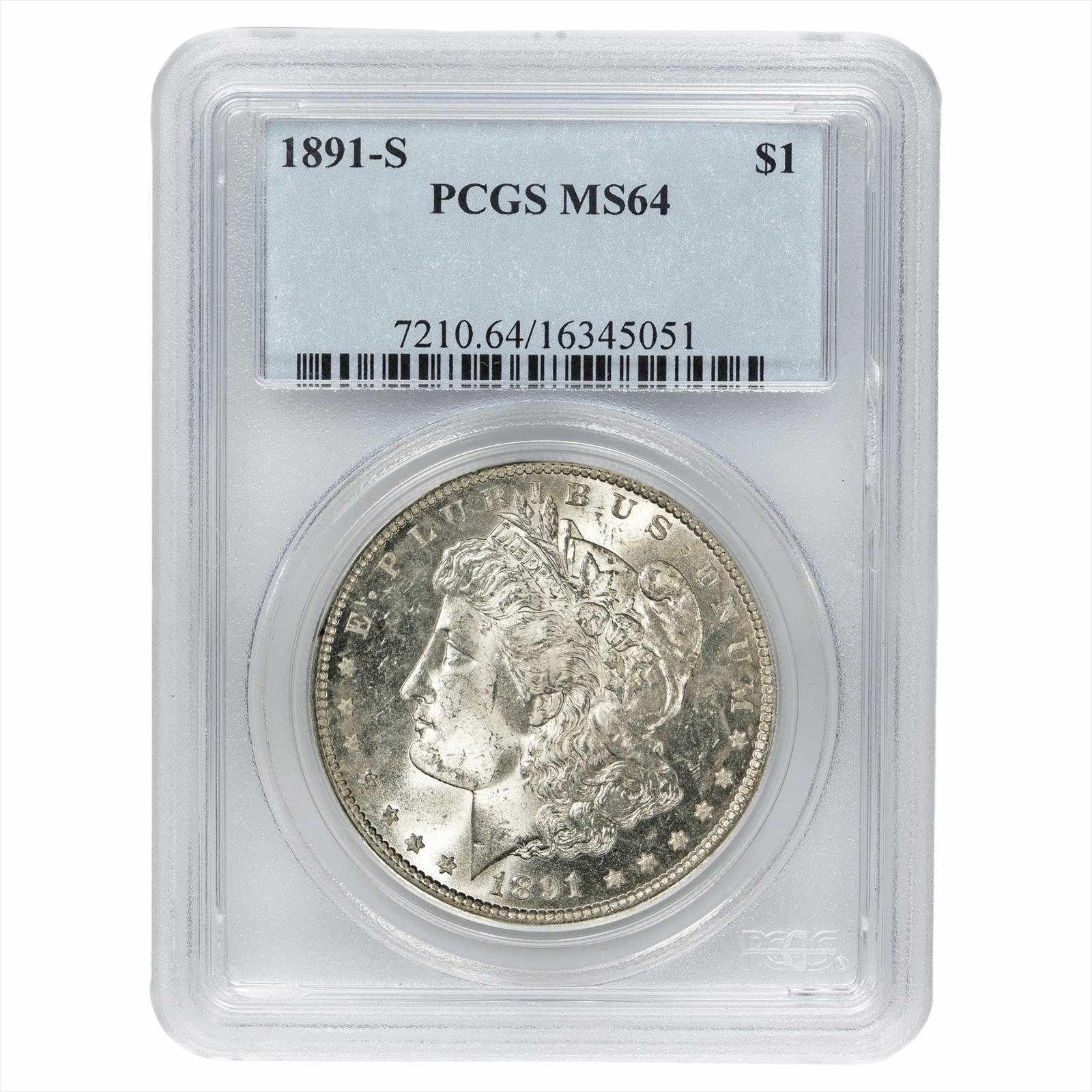 1891-S Morgan Silver Dollar $1 PCGS MS 64
